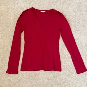 NWOT Medium Red V Neck Long Sleeve Fitted Top